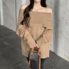 Off-shoulder Sweater Brown - One Size