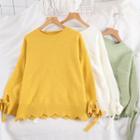 Scalloped Hem Tie-cuff Knit Top