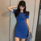 Crew-neck Short-sleeve Slim-fit Mini T-shirt Dress