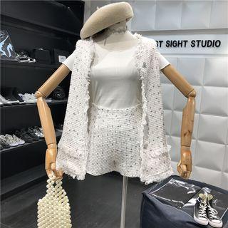 Tweed Buttoned Vest / Wide-leg Shorts