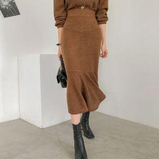 Glitter Knit Long Mermaid Skirt