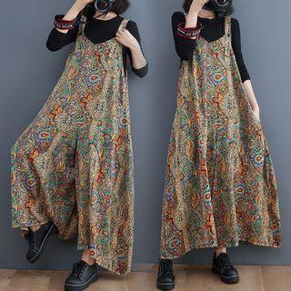 Paisley Print Wide Leg Jumper Pants Green - One Size