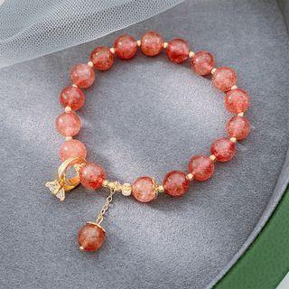 Faux Crystal Bead Bracelet Pink - One Size