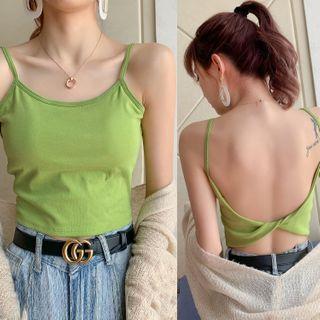 Spaghetti Strap Padded Open-back Top