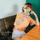 Short-sleeve Ruffle-cuff Lace-edge Top