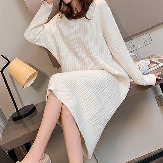 Hooded Ribbed Midi Sweater Dress