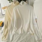 Striped Cowl-neck Sheer Mesh Top