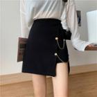 Asymmetric Hem Mini Fitted Skirt