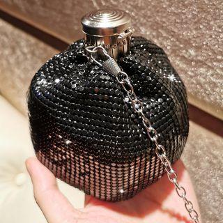 Beaded Chain Strap Crossbody Bag Black - One Size