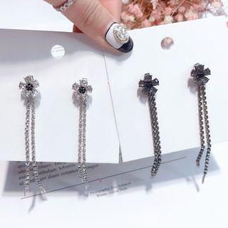 Floral Rhinestone Fringed Earring
