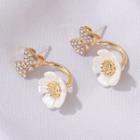 Rhinestone Bow Alloy Flower Dangle Earring 1 Pair - 01 - 0169 - White - One Size