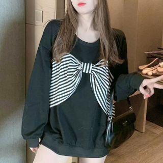 Striped Bow Panel Plain Top