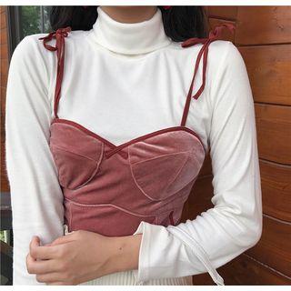 Velvet Camisole Top / Turtleneck Long Sleeve T-shirt