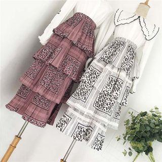 Leopard Tiered Midi Skirt