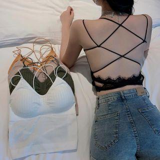Strappy Ribbed Knit Top