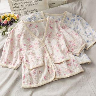 Embroidered Button-down Top