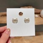 Bow Faux Pearl Earring 1 Pair - White Faux Pearl - Gold - One Size
