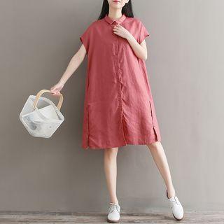 Short-sleeve Linen Shirt Dress
