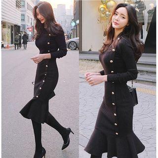 Long-sleeve Mermaid Sheath Knit Dress