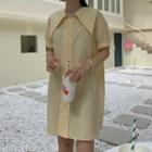 Short-sleeve Double-breasted Shirt Dress Yellow - One Size