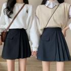 High-waist Asymmetric Pleated Mini Skirt