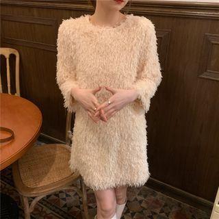 Plain Fluffy Mini A-line Dress