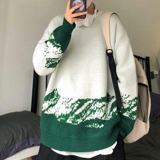 Print Two Tone Sweater