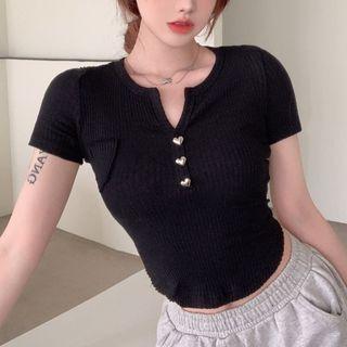Heart Button Cropped Top