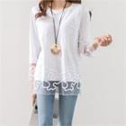 Mesh-pandel Slit-side T-shirt