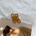 Marble Print Hoop Earring 925 Silver - Earrings - Coffee - One Size