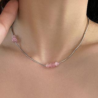 Faux Cat Eye Stone Alloy Choker Choker - Pink - One Size