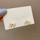 Bow Stud Earring 1 Pair - Stud Earring - S925 Silver Needle - Off-white - One Size