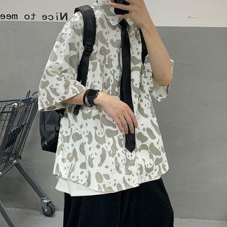 Short-sleeve Panda Printed Shirt