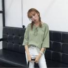 Lace Up Elbow-sleeve T-shirt