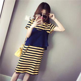 Set: Stripe T-shirt Dress + Denim Camisole Top