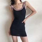 Rainbow Strap Mini Knit Sheath Dress