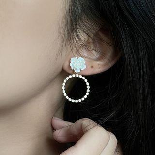 Flower Alloy Hoop Dangle Earring