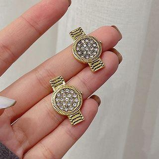 Rhinestone Alloy Earring 1 Pair - E3039 - Gold - One Size