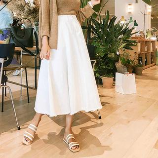 Zip-front Maxi Flare Skirt