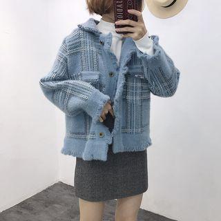 Collared Plaid Button Jacket