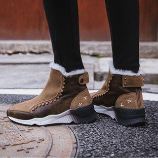 Genuine Leather Fleece-lined Platform Hidden Wedge Booties