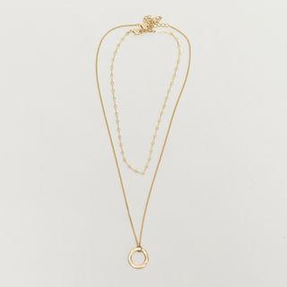 Hoop-pendant Tiered Chain Necklace Gold - One Size