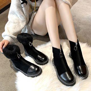 Paneled Zip-up Short Boots