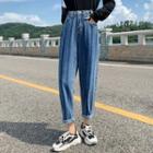 High Waist Striped Tapered Jeans