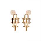 Geometric Alloy Dangle Earring 1 Pair - Clip On Earrings - Gold - One Size
