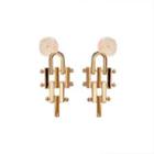 Geometric Alloy Dangle Earring 1 Pair - Clip On Earrings - Gold - One Size