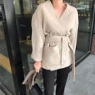 Woolen Tie-waist Coat