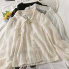 Pearl-trim Loose-fit Sheer Shirt