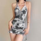 Spaghetti Strap Tie-dyed Mini A-line Dress