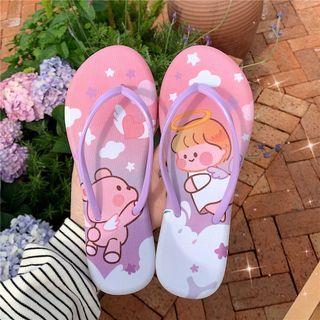 Pig & Angel Print Flip-flops